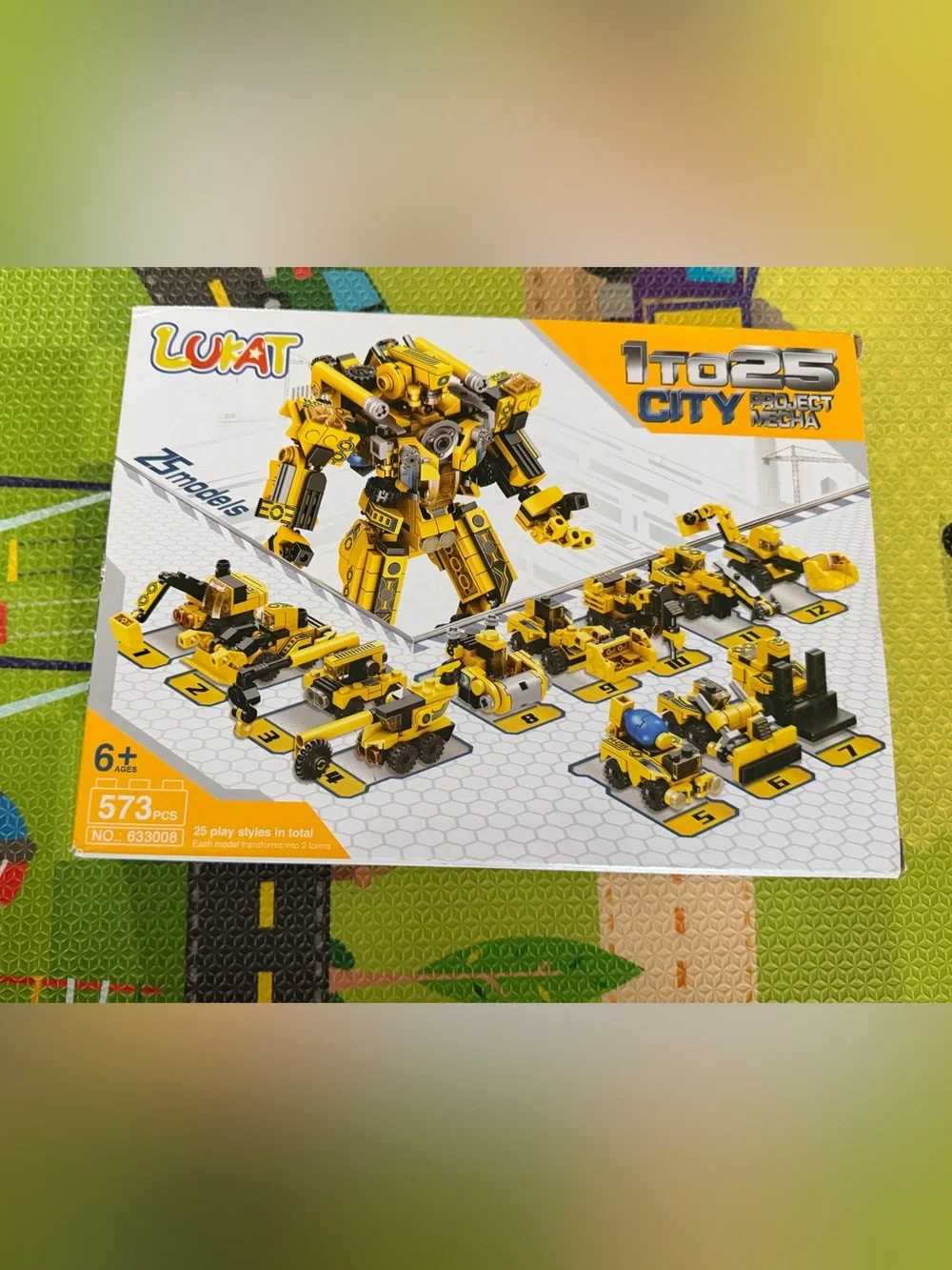 City Project Mecha Yellow Transforming Construction Robot Building Set